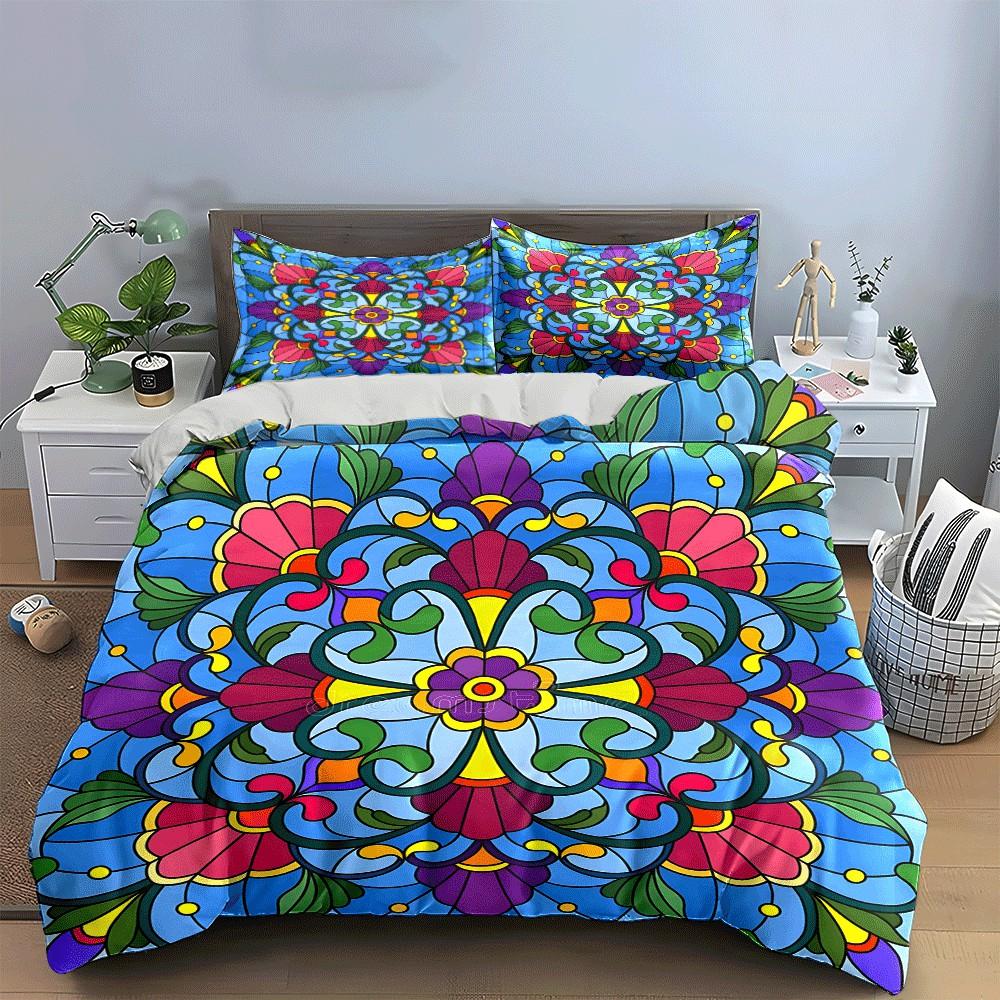 Colorful Floral Pattern Themed Set Exquisite Three-Piece Bedding Set Gift For Kids And Adults