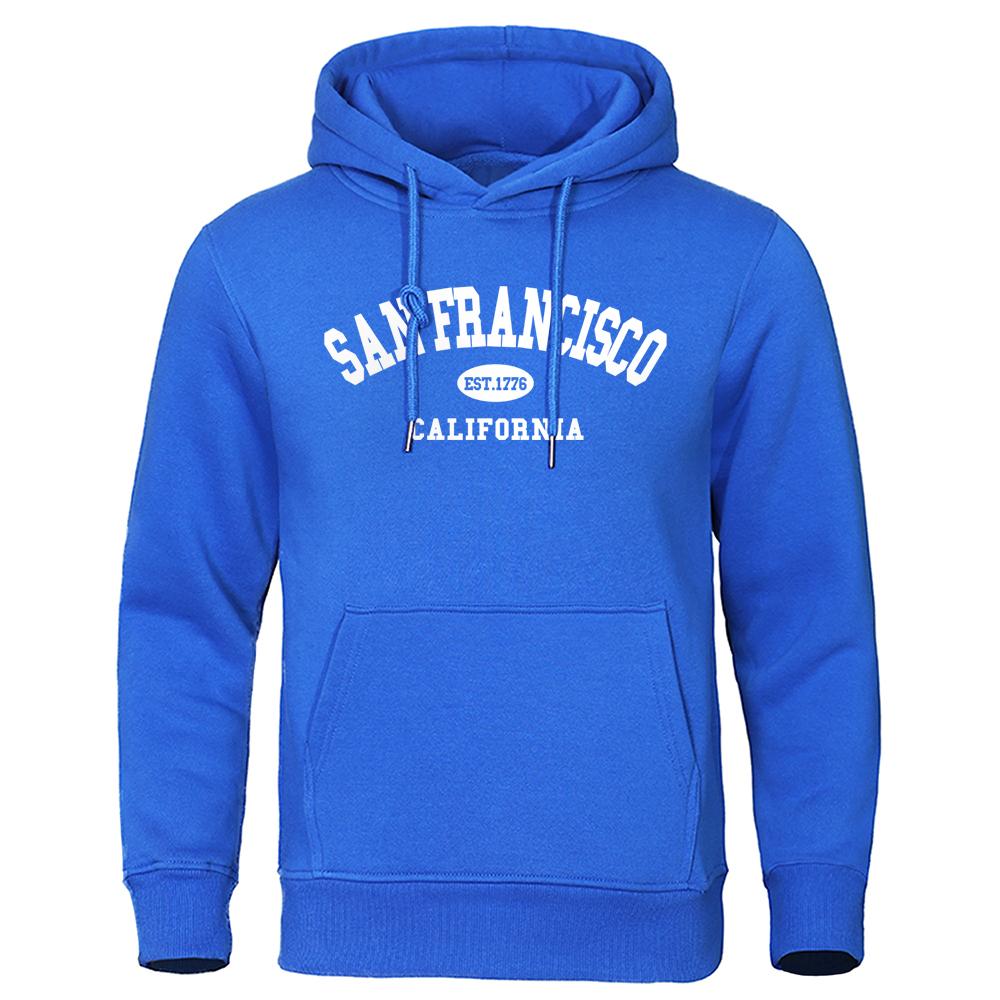 Sanfrancisco Est.1776 California Letter Printing Hoody Man Fashion Loose Sweatshirt Cotton Quality Clothing Soft Casual Hoodies