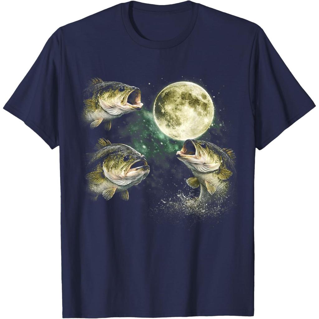 Bass Fish Howling To The Moon Vintage Angler FisherUnisex T-Shirt