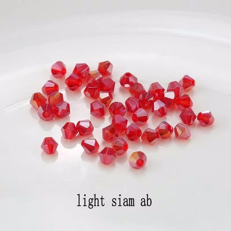4mm Crystal Bicone Beads 100PCS Faceted Glass Beads Rainbow Loose Craft Beads for Bracelet Necklace Earring Keychain Making DIY