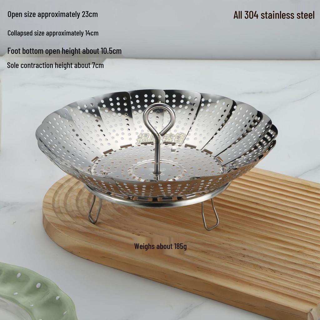 304 Stainless Steel Retractable Multi-Functional Steamer Basket with Thickened Design for Household and Hotel Use