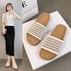French woven comfortable outer wear half slippers women's shoes summer 2025 new breathable hollow casual Roman sandals