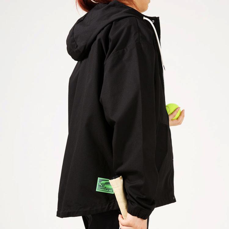 Puma Solid Color Casual Hooded Loose Long Sleeve Jacket Women Jackets Black 626620-01