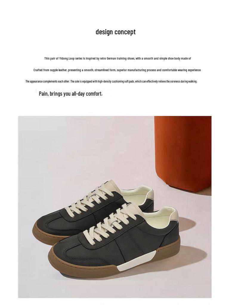 Men's Retro Leather Trainers: Versatile, Lightweight, Wear-Resistant Skate Loafers