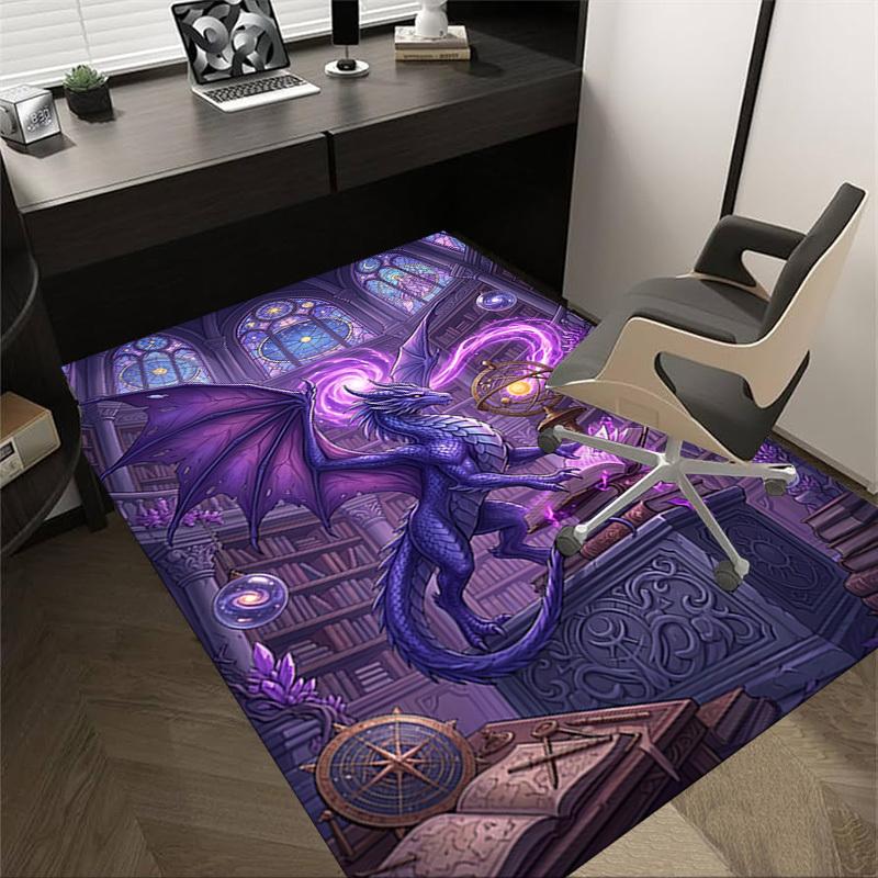 

1PC Dragon Library Extra Large Non-Slip Floor carpet, Office, family, bedroom, Studio - Large Area Rug,Longlasting Material-K0397 60cm by 90cm