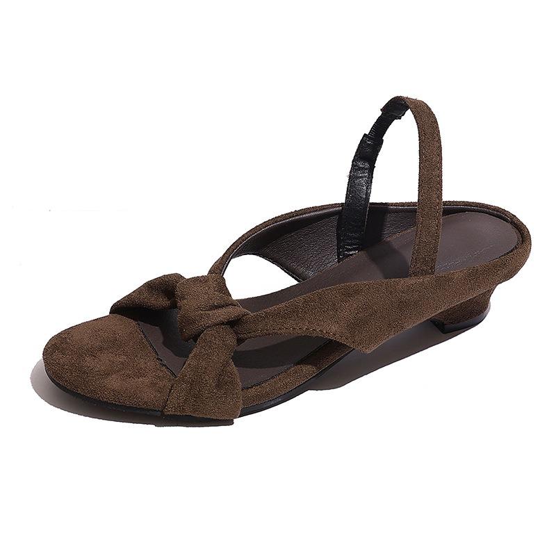 Vasaras nišas dizaina vienkāršas atvērtu purngalu apaļpēdu krustu ar ķīļpapēdi sandales sieviešu universālas sandales