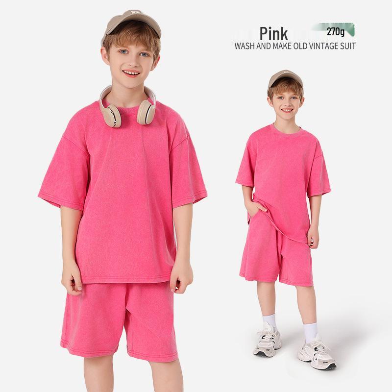Pure Cotton Retro Short Sleeve Round Neck Loose T-Shirt for Children & Toddlers - Trendy Spring/Summer Kids' Clothing