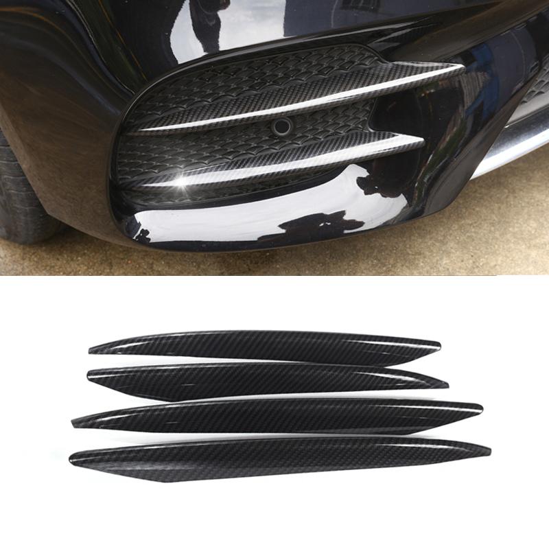 4Pcs Car-styling Carbon Texture Front Fog Light Grille Cover Trims For Mercedes Benz E-Class W213 S213 C238 A238 2018