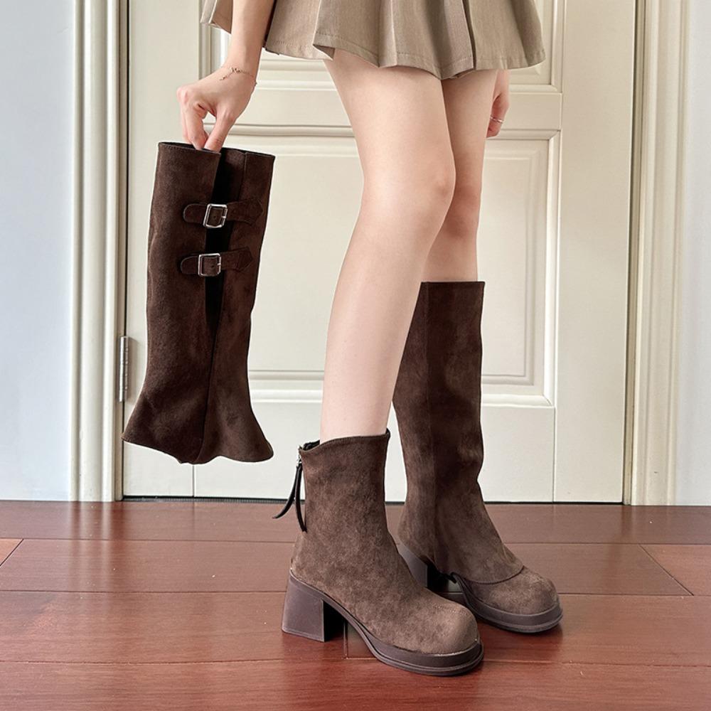 Two Piece Long Short Boots Womens Shoes  Autumn Winter New Detachable Women's Boots High-heeled Thick Soled High Boots Women
