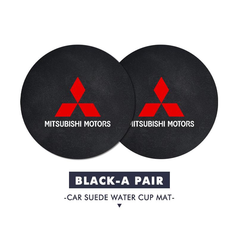 

2pcs Car Coasters Water Cup Slot Non-Slip Mat Waterproof Pad For Mitsubishi Outlander Pajero Sport Lancer EX ASX L200 Eclipse
