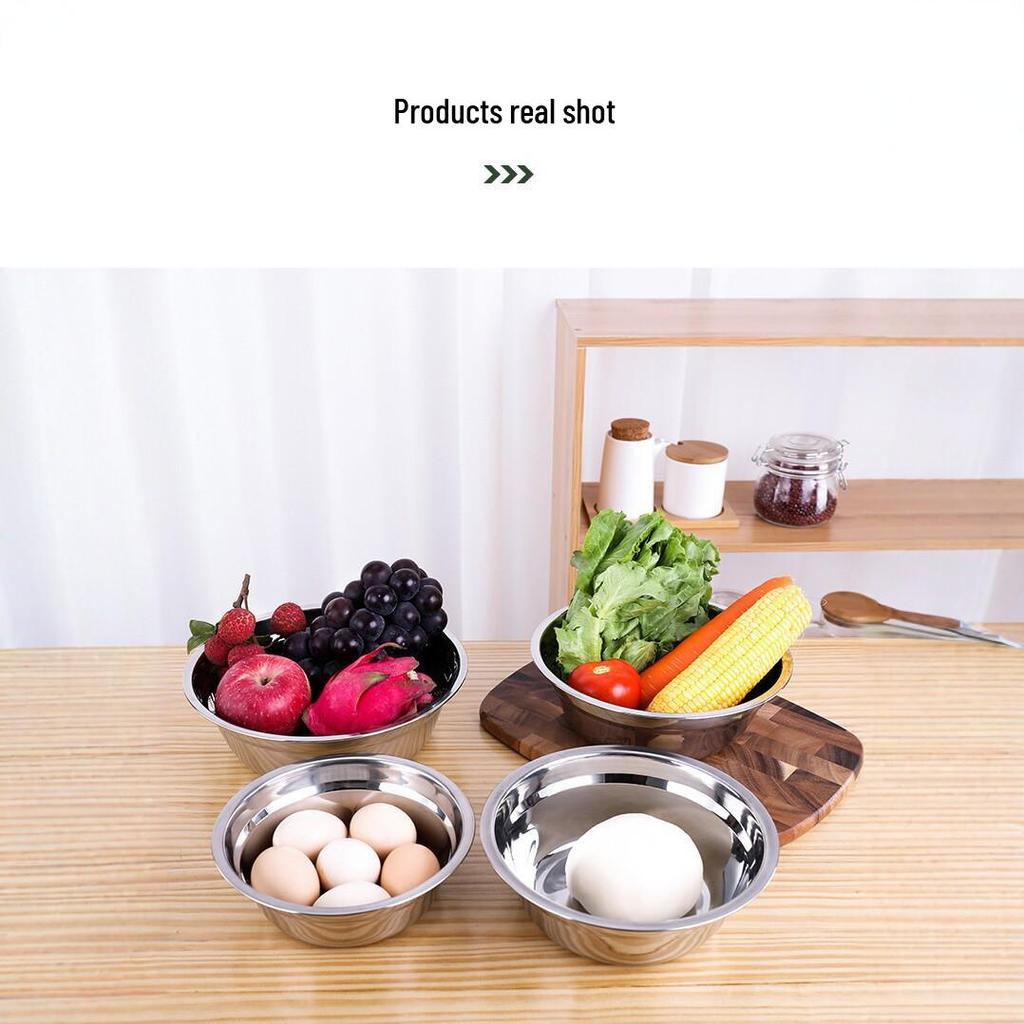 Multi-purpose Thickened Stainless Steel Non-Magnetic Bowl for Soup, Rice, Noodles, Pickles, and Egg Beating