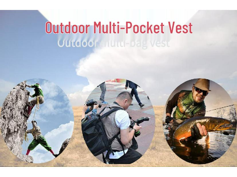 Men's Quick-Drying Multi-Pocket Vest for Outdoor, Plus Size, V-Neck, Perfect for Spring, Autumn, and Fishing