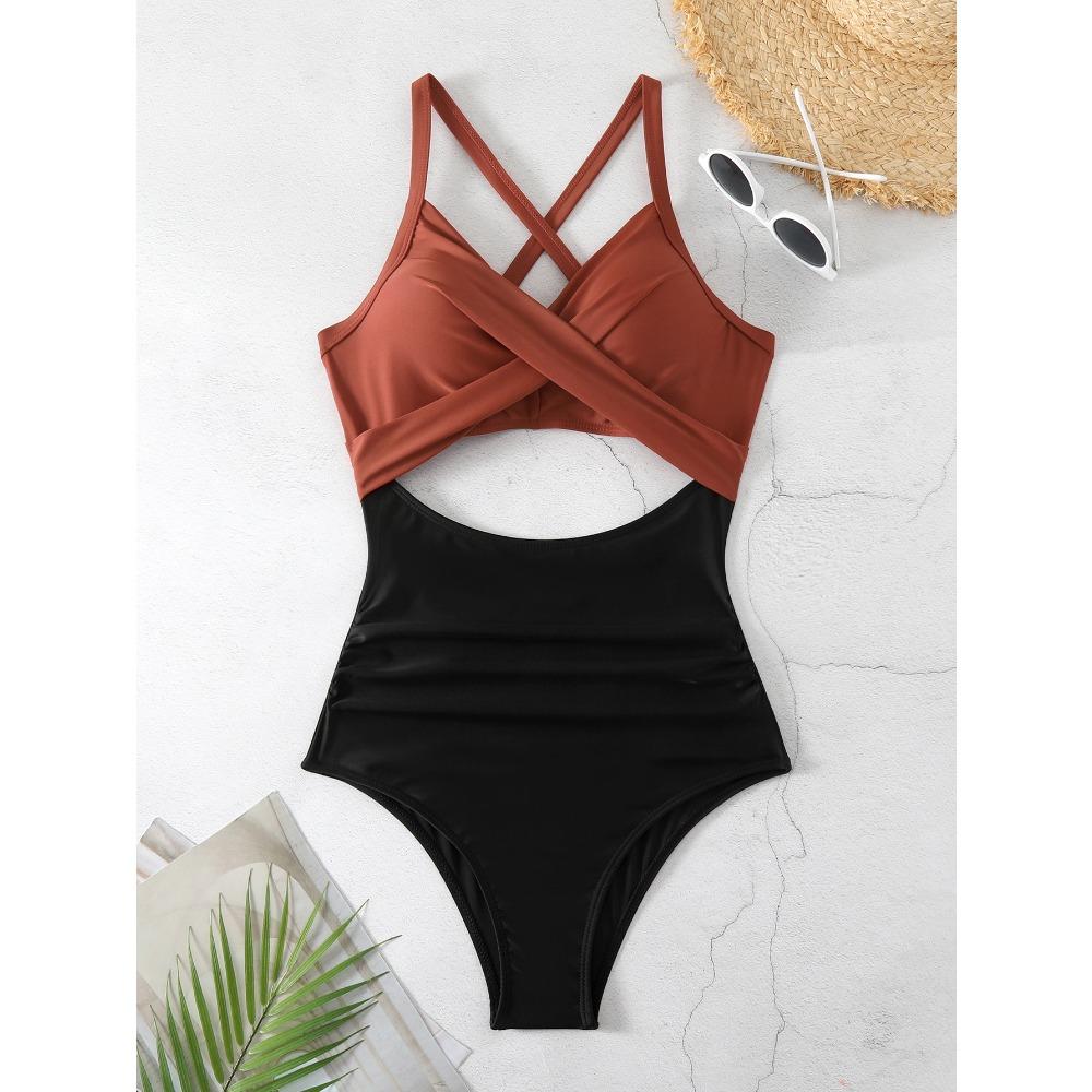 One-piece Swimwear Female Sexy Cross-cut Tight European and American Backless Swimsuit