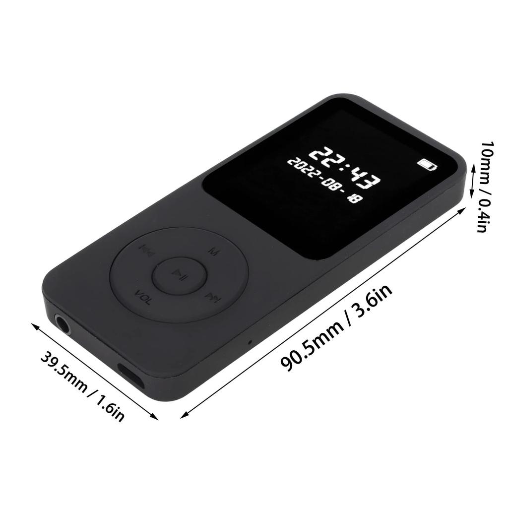 Acogedor Bluetooth 5.0 MP3 MP4 Player, 1.77-inch LCD Digital HiFi Lossless Music Player, Supports FM Radio, Recorder, E-book, HD Speaker, for Kids and