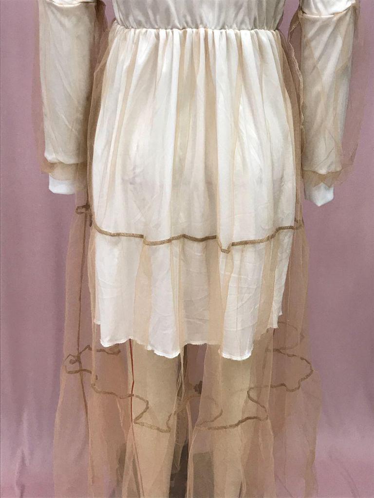 2025 Summer European & American Women's V-Neck Mesh Puff Sleeve See-through Maxi Dress