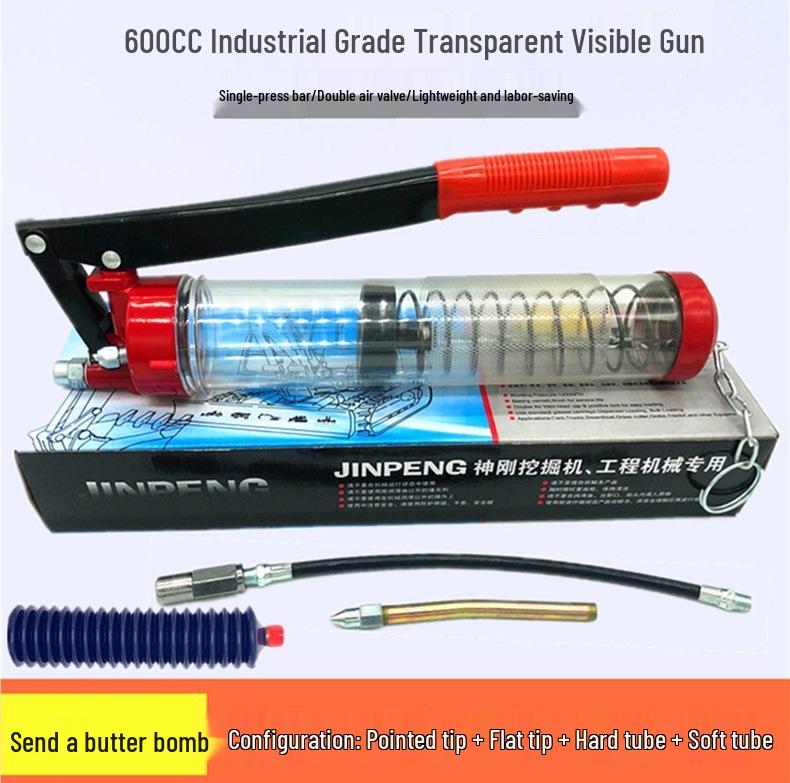 Transparent Manual Grease Gun with Zipper Design for Cartridge and Chain Lubrication