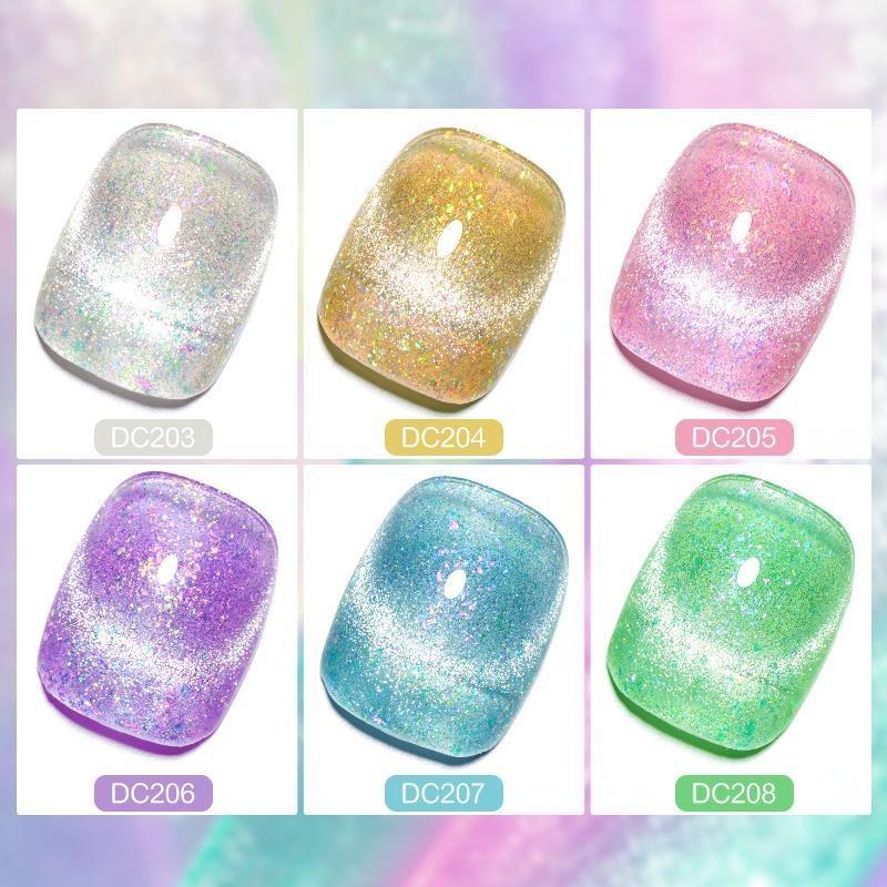 Mtssii 7ml Glitter Magnetic Gel Nail Polish Cat Magnetic Gel Colorful Laser Gel Semi Permanent Soak Off Sparkling Nail Art Gel Varnish