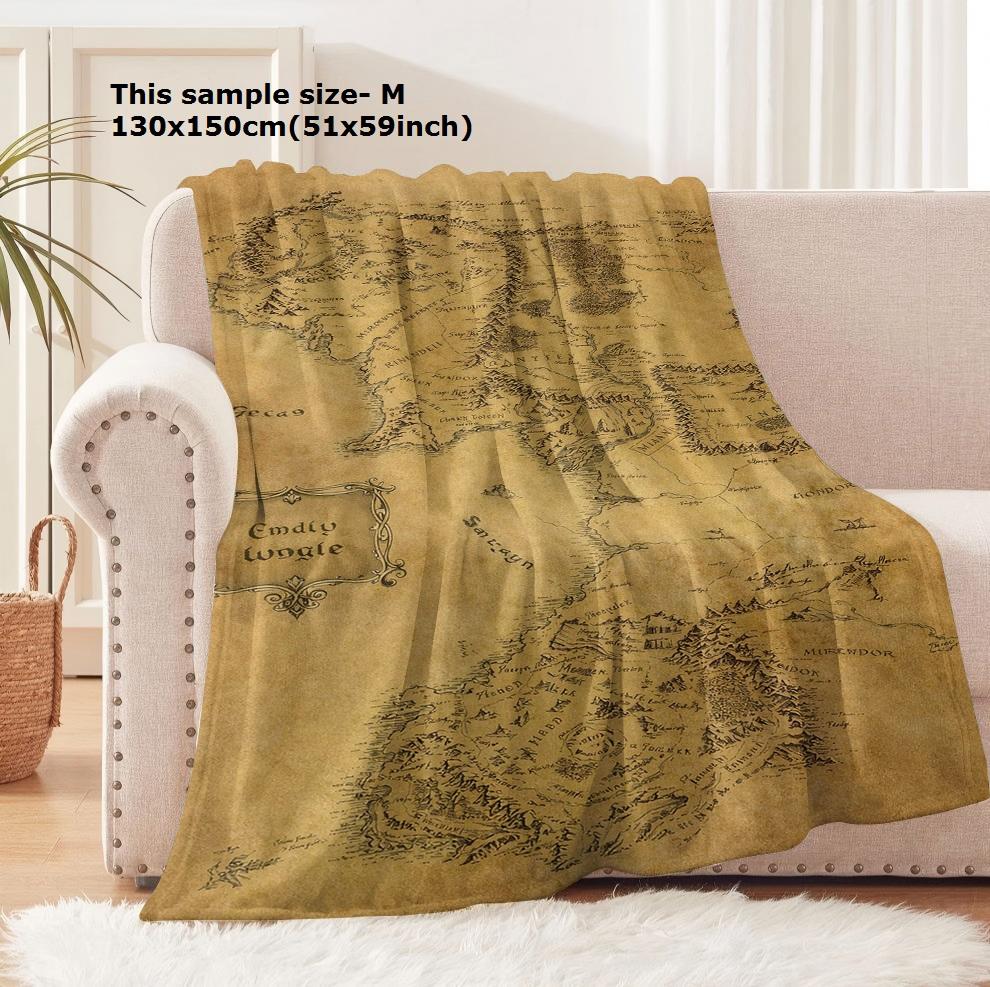 PC Blanket Vintage world Map  Antique map Flannel Thin blankets for Home Office Travel Camping Perfect gifts four season use