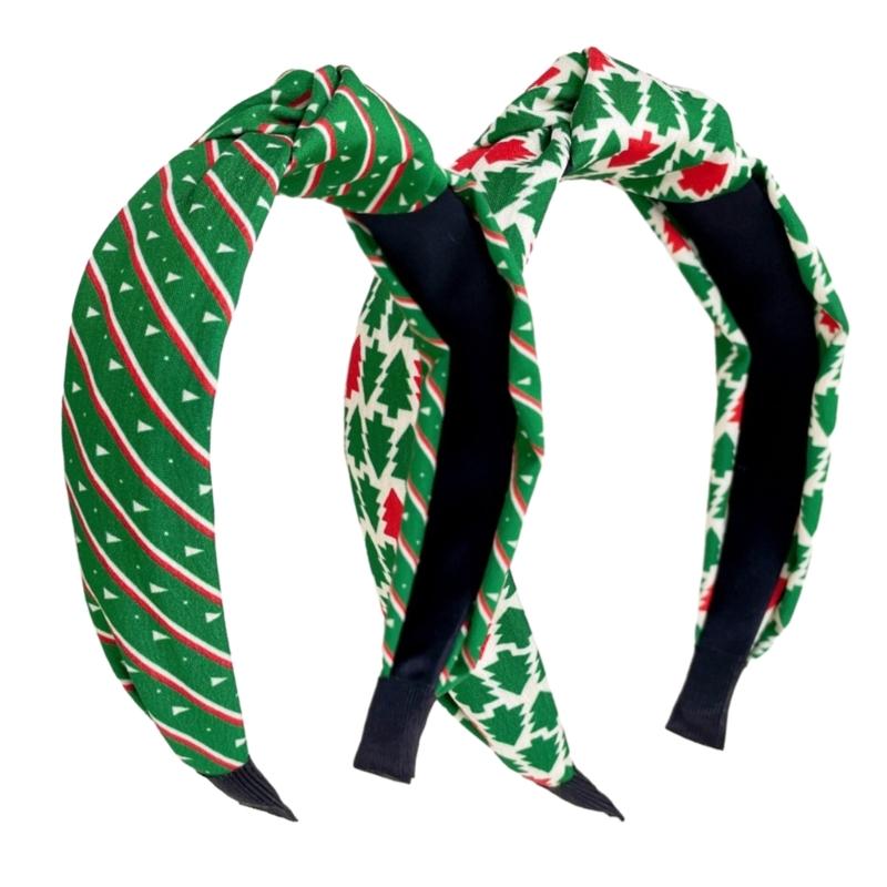 Women Headband Fashion Headband with Knot Christmas Printing Ladies Headdress