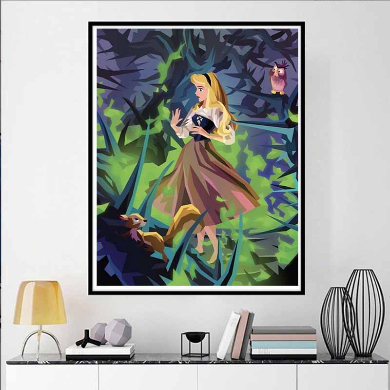 Disney Diamond Painting 5D DIY Sleeping Beauty Aurora Princess Low Poly Illustration Art Mosaic Embroidery Decoration Cross Stitch Gift