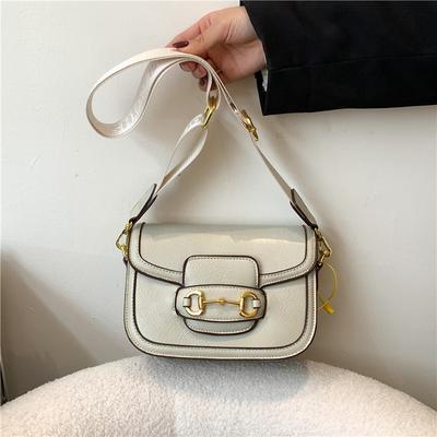Nieuwe high-end lint contrasterende kleur zadelvormige tas veelzijdige enkele schouder diagonale span trendy dames tas