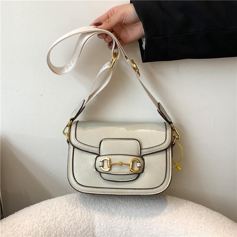 New high-end ribbon contrasting color saddle bag versatile single shoulder diagonal span trendy women's bag