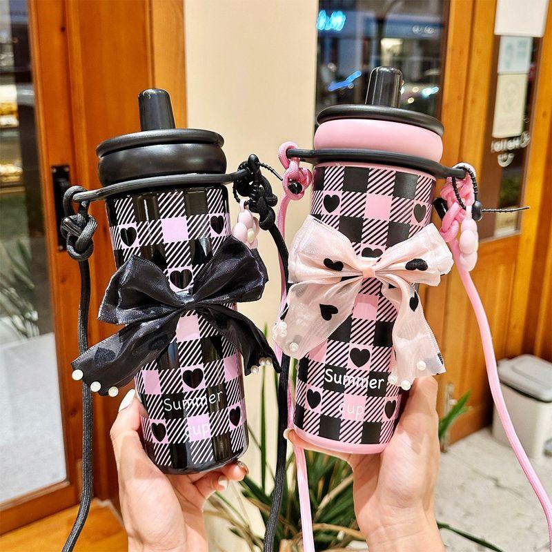Large-Capacity Thermos Cup with Ceramic Liner, 2025 New Model, Stylish Cup for Women, Niche High-End Water Cup with Straw