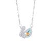 Collier pendentif Cygne en Cristal Coloré Zircon Incrusté Argent Brillant Designer pour Femmes Filles Chaîne de Clavicule Bijou Cadeau
