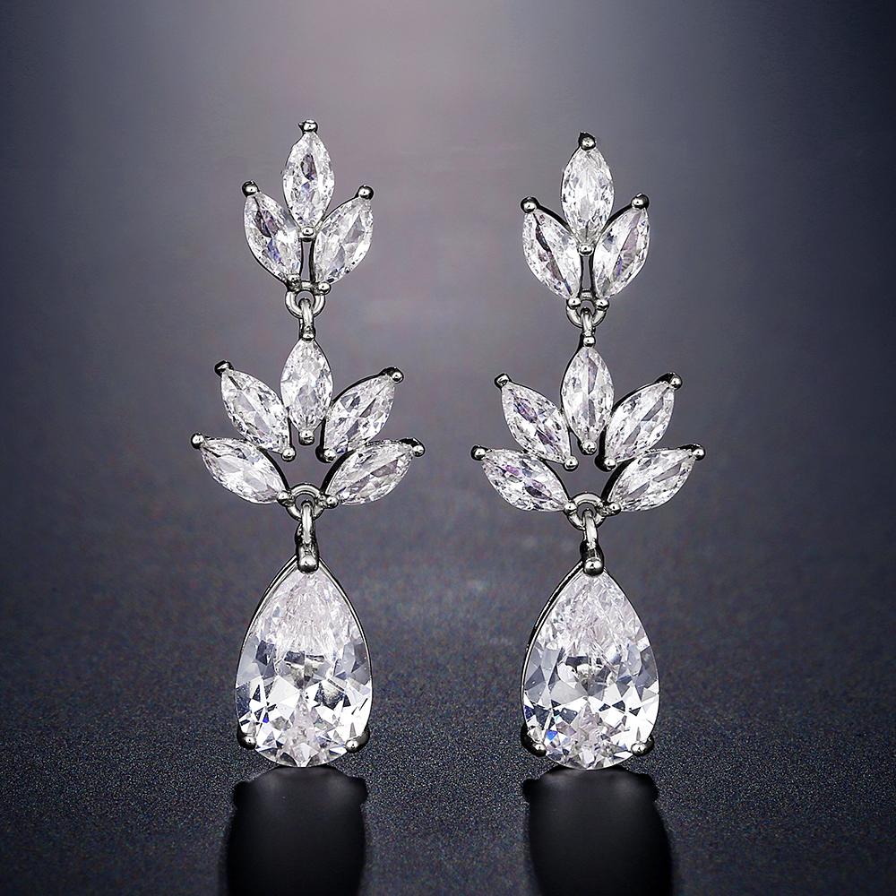 

Модные серьги-подвески в виде люстры из кубического циркония ААА, цвет белого золота, кристалл, цирконий для женщин на свадьбу, вечеринку