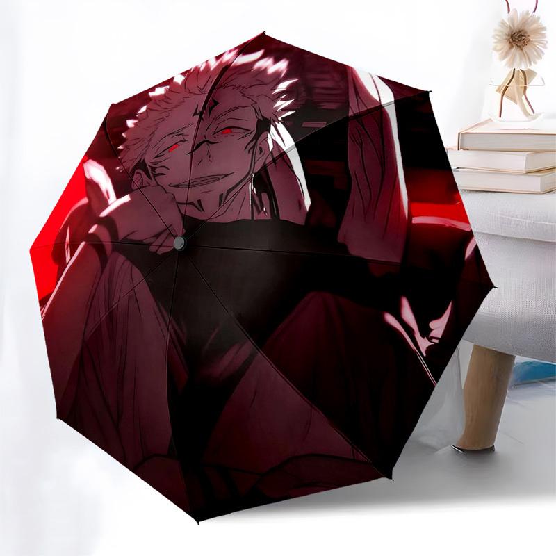 

1pc Jujutsu Kaisen Design Automatic Folding Umbrella with 3-Fold Design, 8-Bone Iron Frame - Perfect for Outdoor Use, Festive Gifts, Travel, Daily Use