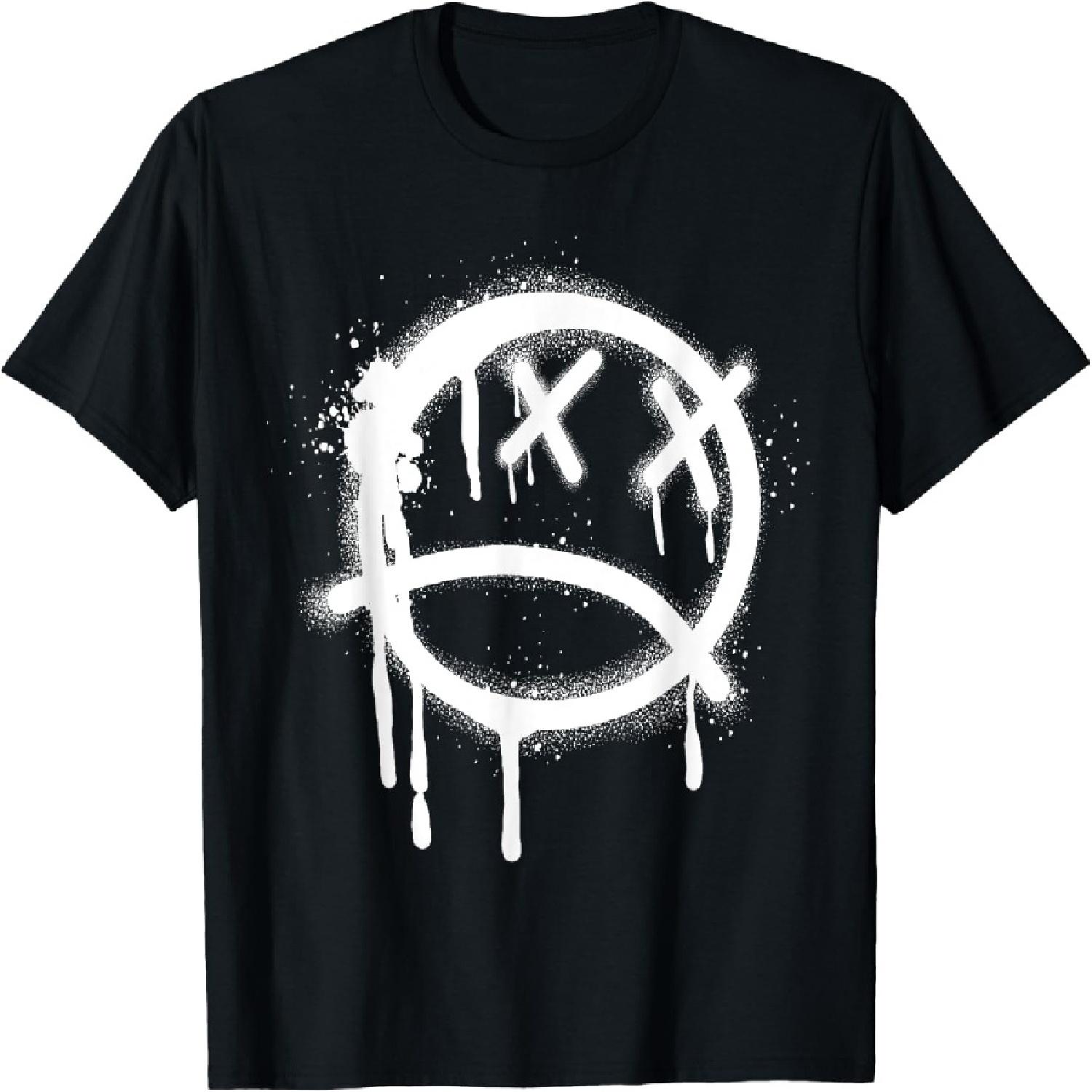 

Sad Face Black Graffiti Spray Pattern T-Shirt XXXXXL різнокольоровий