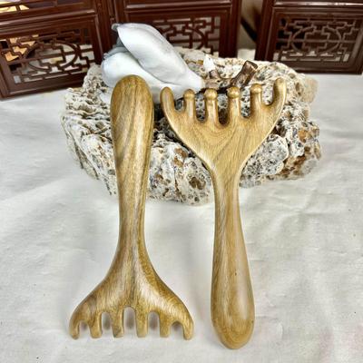 Green Sandalwood Antler Massager Rake-Head Meridian Comb