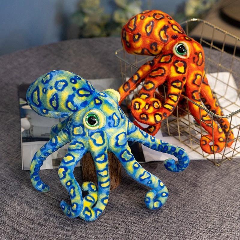 Leopard Octopus Print Plush Toy Simulated Octopus Decompression Props Doll Gift