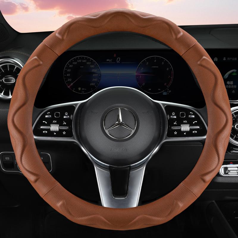 Premium Perforated PU Leather Steering Wheel Cover – Non-Slip & Durable, All-Season Universal, O-Shape/D-Shape Options