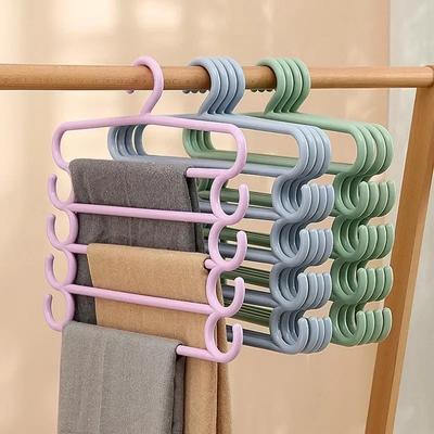 Grucce per pantaloni Pantaloni Grucce per pantaloni Asciugamani Sciarpe Rastrelliere Porta pantaloni 5 strati Grucce per vestiti Armadio Organizzazione di stoccaggio