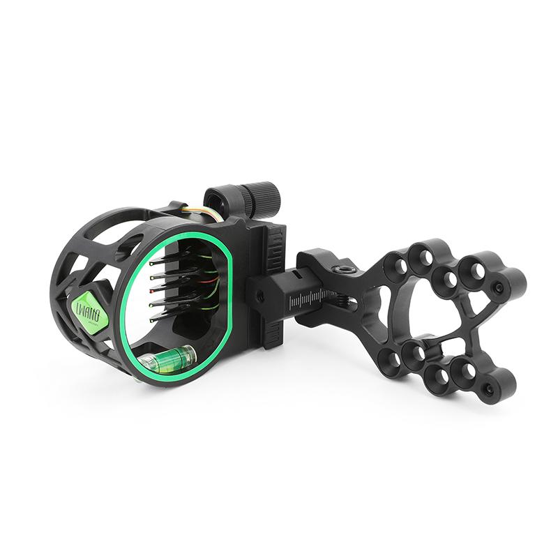 M1 5-Pin Bow Sight Black Aluminum Alloy Ambidextrous Flip-Up Archery Sight with Light for Compound Recurve Bow Hunting Shooting