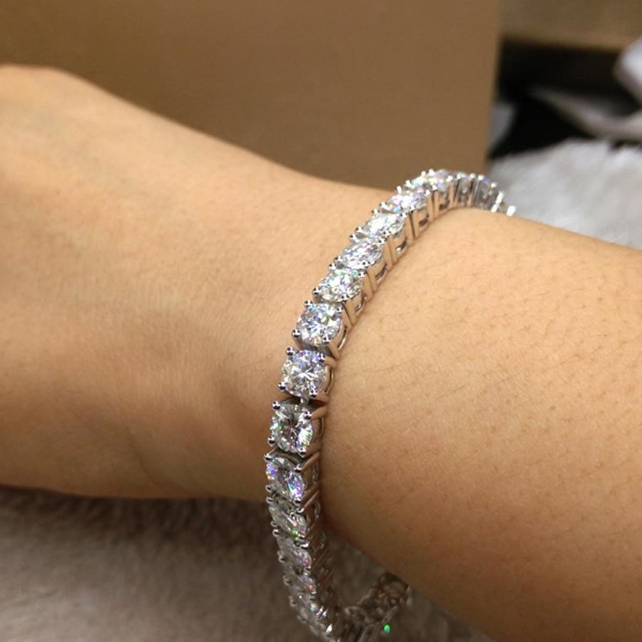 

Платиновое покрытие серебро 12.4ctw 18см Длина 4мм F почти бесцветный муассанит теннисный браслет для женщин 16cm