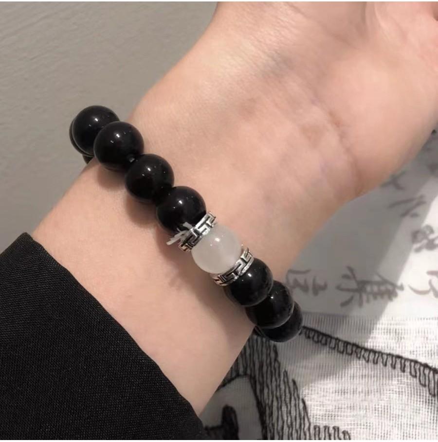 Chic Beaded Blue Bracelet For Couples Copper Material With Plated Finish