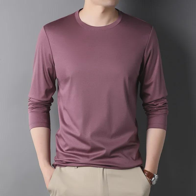

Чоловіча повсякденна бавовняна футболка з довгими рукавами та круглим вирізом 2024 року XXXL рожевий/фіолетовий