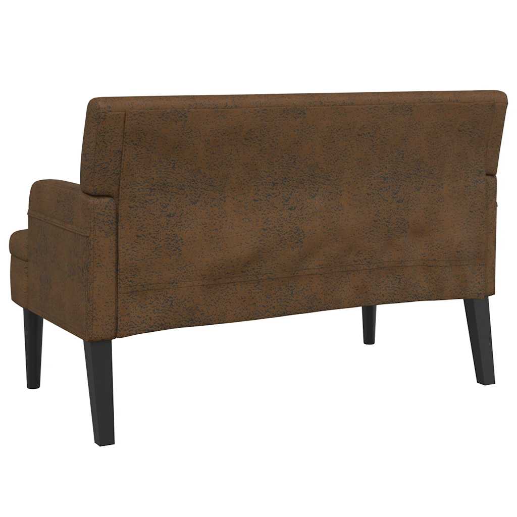 Bench with Backrest Brown 112 X 65.5 X 75 Cm Faux Suede Finish