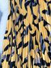 European & American Printed Pleated A-line Midi Skirt for Women - High-waisted, Versatile & Slimming