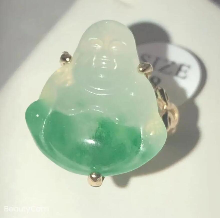 

Изысканное кольцо Будды из зеленого камня