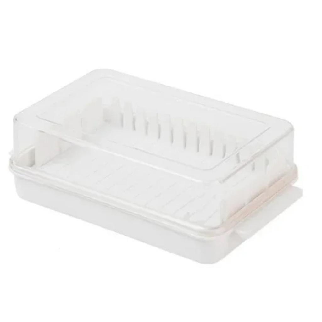 Butter Dish with Lid Covered Enamel Keeper Beech Wood Top Plastic Lid Airtight Storage Container for Cheese Tray Kitchen