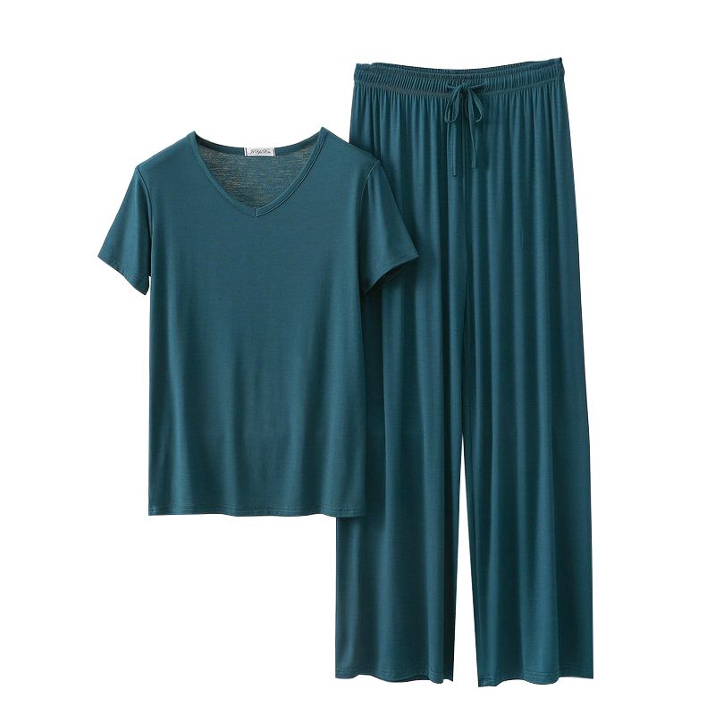 Women's Loose Casual Pajama Sets V-neck T-shirt and Pants