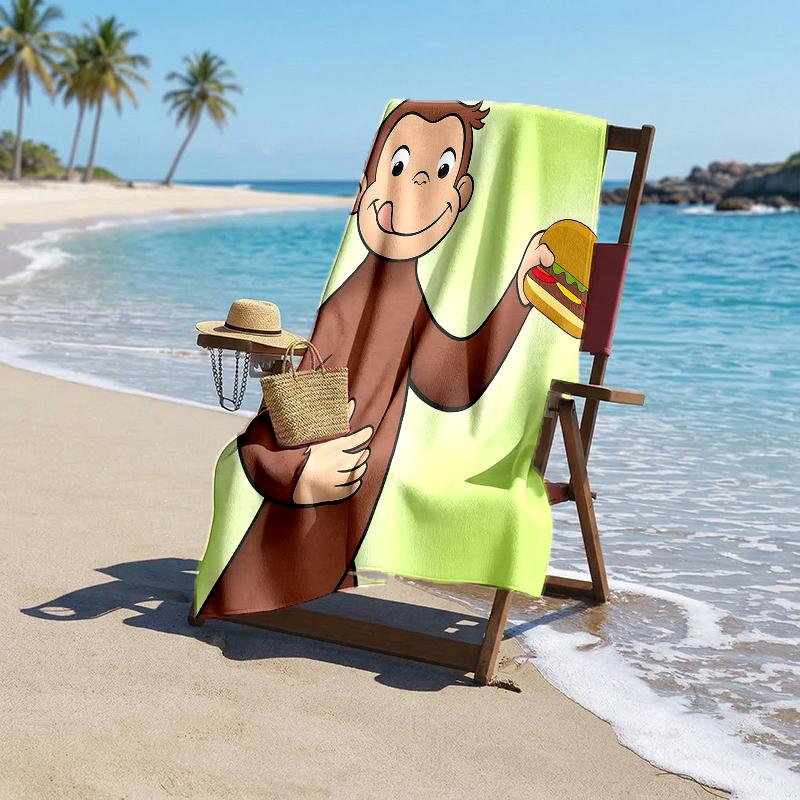 Curious George Fashion Beach Towel: Ideal for Summer Adventures Soft, Absorbent and Quick Drying Suitable for Swimming and Bathing