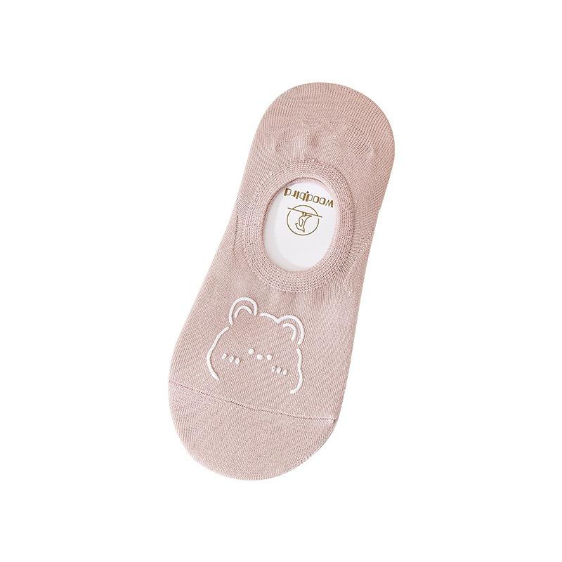 Summer Light-colored Invisible Boat Socks for Women, Cartoon-breathable Silicone Anti-slip, Shallow Girls' Short Socks