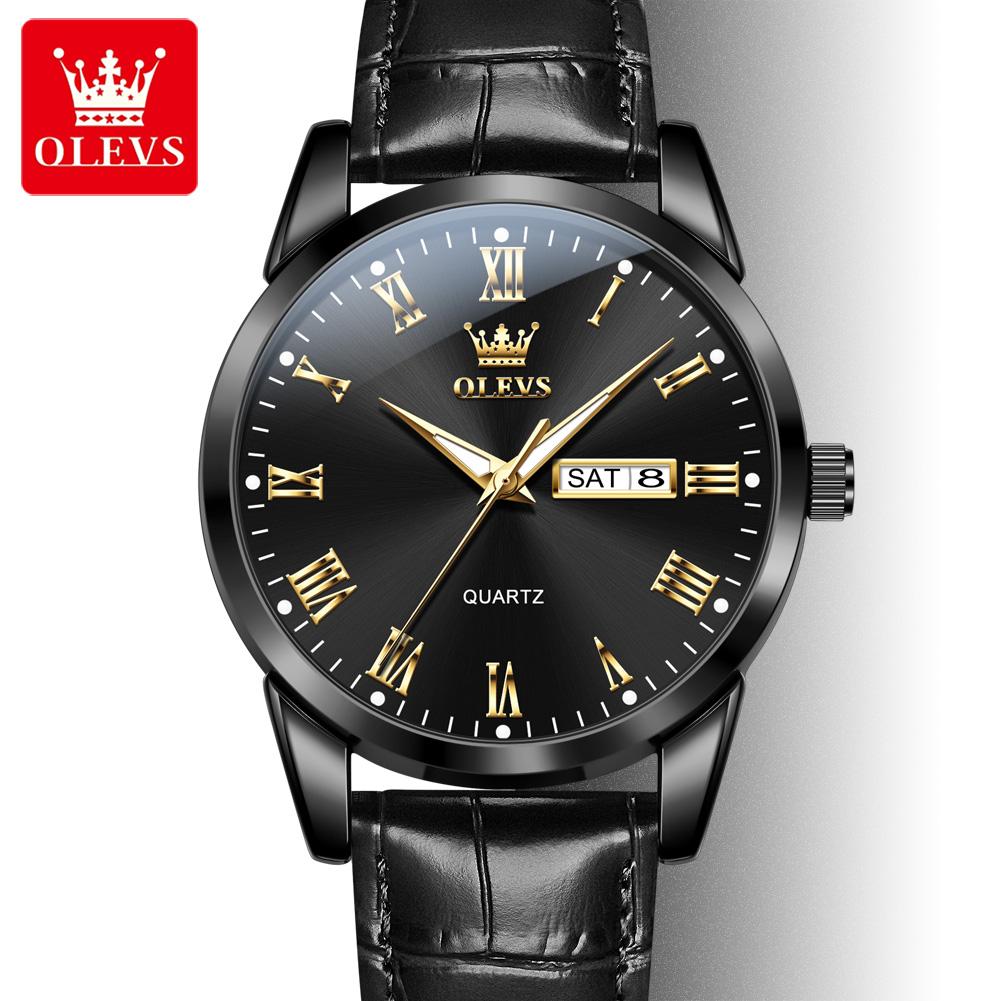 OLEVS 5892   Designer   Men Watch Leather Strap  Luxury  Classic Waterproof  Man Quartz Watch