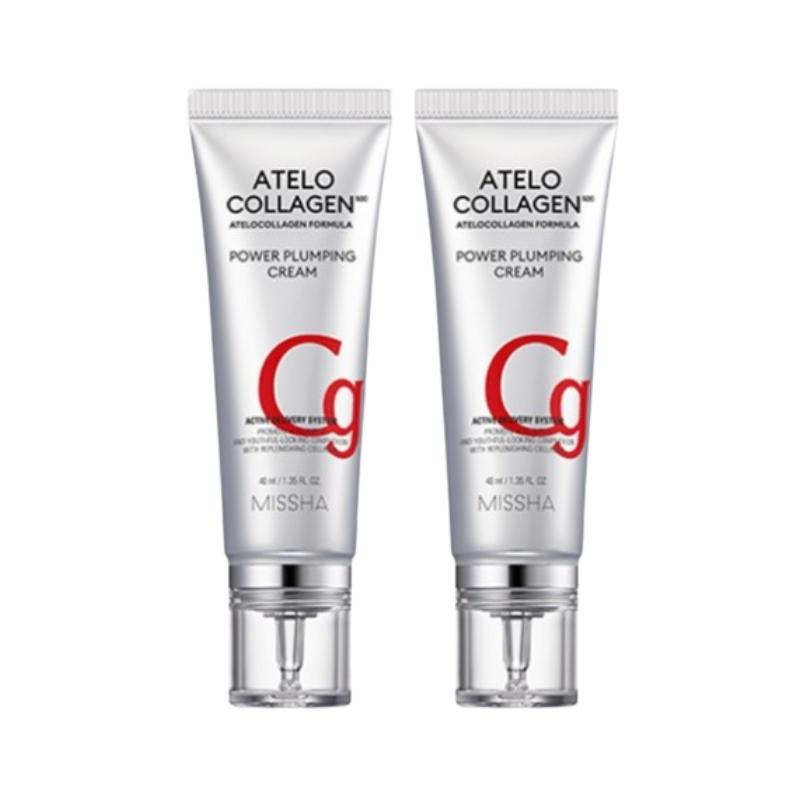 MISSHA Atelo Collagen 500 Plumping Cream 40ml x2 – Low Molecular Collagen Firming & Hydration Care 40ml x 2