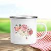 Tazas de Esmalte Retro con Estampado de Flores Tazas de Café Creativas Verano Picnic al Aire Libre Bebidas Zumo Leche Tazas de Acampada Asa Utensilios para Beber Regalos