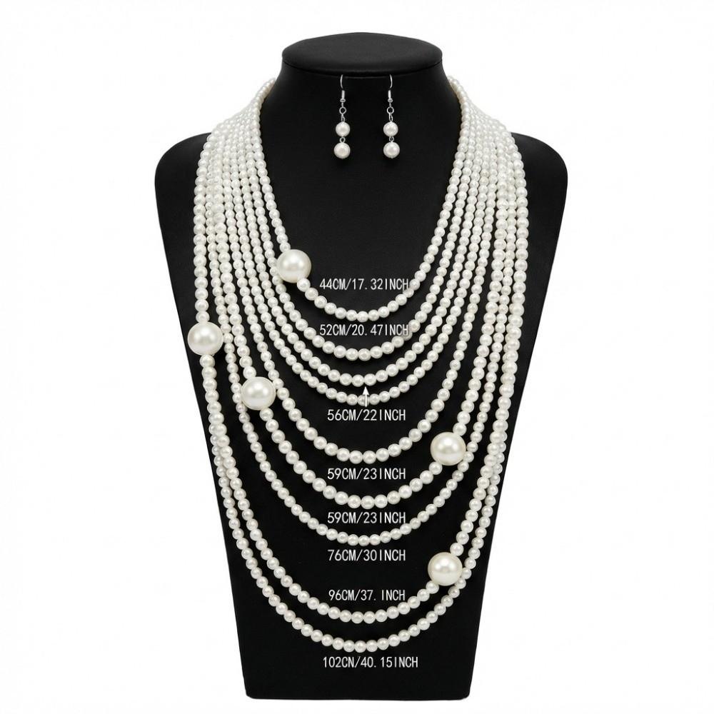 Mehrschichtige Imitationsperlenkette Elegante Mehrschichtige Halskette Perlenkette Partyzubehör